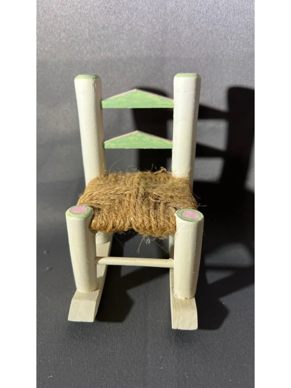 Vintage Handmade Wooden Dollhouse Rocking Chair Rustic Decor